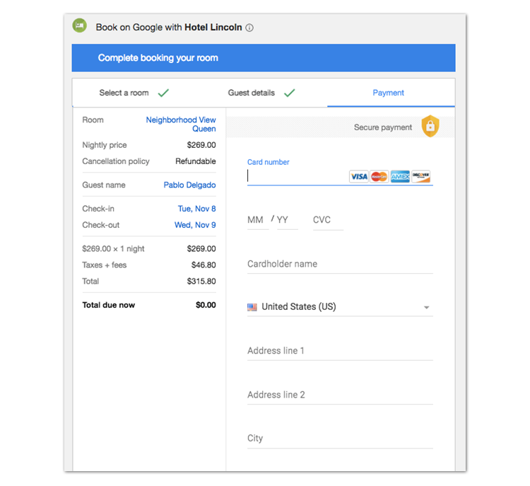Proceso de pago Book On Google