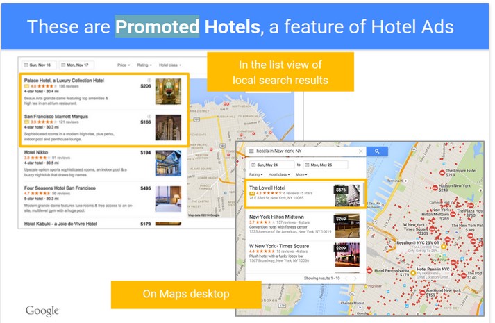 promoted hotels in maps and local search